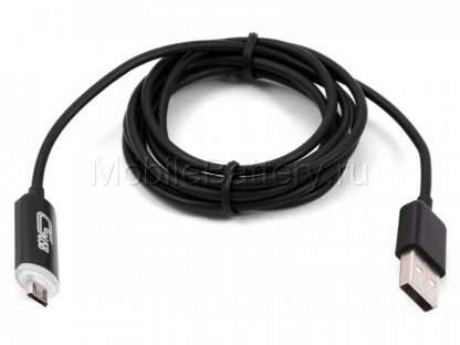 100.01076 Кабель USB - Micro USB с индикатором заряда (черный, 150 см)