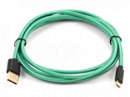 100.01102 Кабель синхронизации USB - Micro USB (зеленый, 200 см) в оплетке